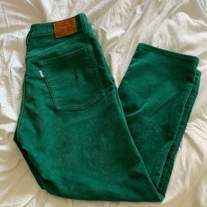 Green corduroy Levi’s wedgie straight jeans